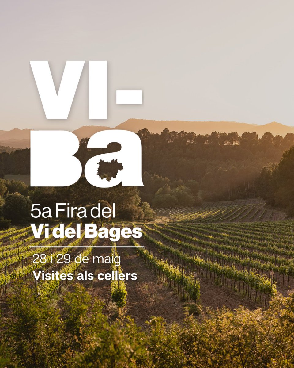 AjAvinyo's tweet photo. 🍷Avinyó participa a la 𝗙𝗶𝗿𝗮 𝗩𝗶𝗯𝗮, un programa d'esdeveniments relacionats amb la Ruta del vi de la DO del Pla de Bages.
.
Visites guiades amb tast de vins als cellers del municipi.
.
🍇 28 i 29 de maig. Celler Les Acàcies.
🍇 29 de maig. Celler Abadal.
.. https://t.co/jtdlKZ0Hv7