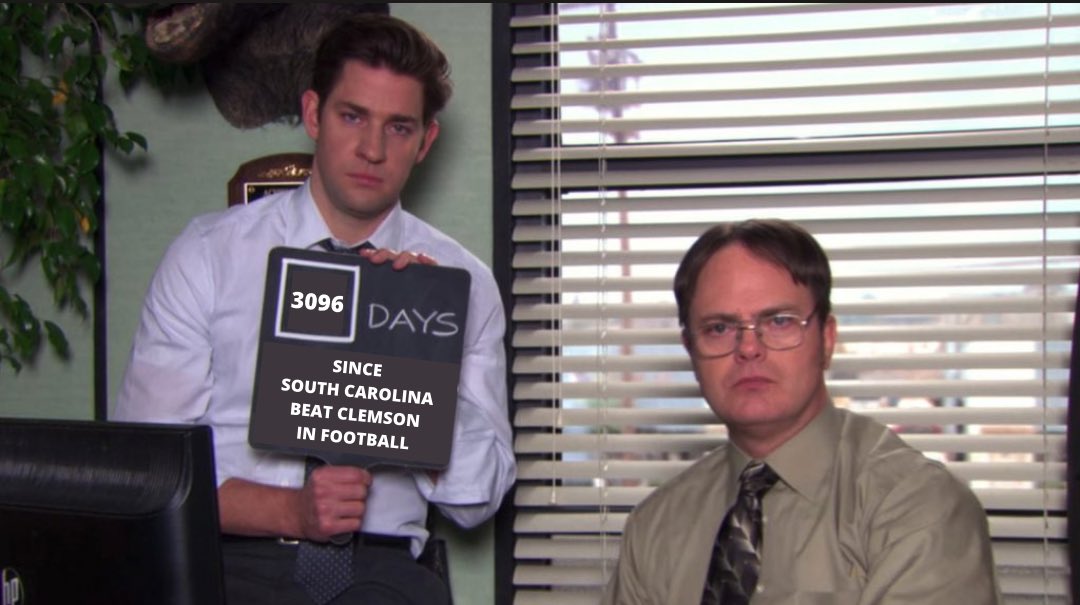 SaturdayGameday's tweet photo. South Carolina hasn’t beaten Clemson in football since 2013 😬 https://t.co/of8ELo4dWC