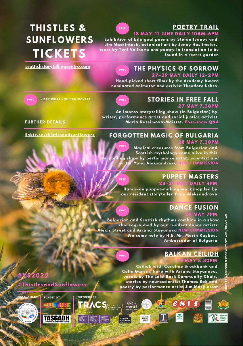 Fun fact? Bulgaria is the only country to celebrate its alphabet w/ a national holiday every 24 May. Join us to mark this day of culture at #ThistlesandSunflowers festival weekend

🐝27-29 May 2022 <a href="/ScotStoryCentre/">Scottish Storytelling Centre</a>

🎟️Pay What You Can: linktr.ee/thistlesandsun…

🌍  #YS2022