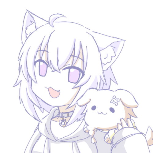 戌神ころね ,猫又おかゆ 「😌
#できたてころね   
#絵かゆ 
#おかころ 」|裕司‧威爾斯(ウェルシュ)のイラスト