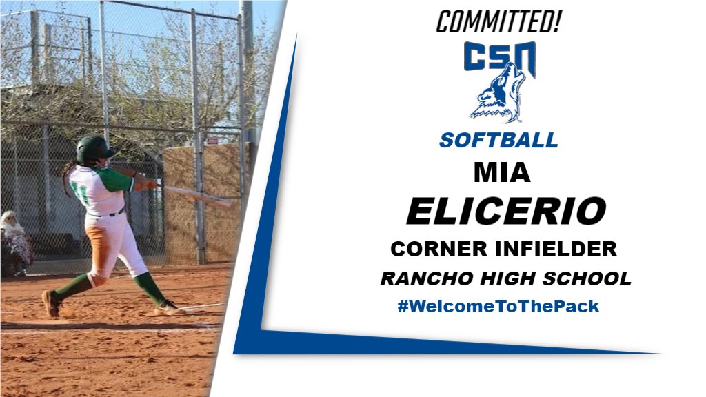 The Coyote Family would like to welcome Mia Elicerio to the PACK‼️ Mia comes to us from Rancho High School in Las Vegas, NV and adds another quality Corner Infielder to Coach Johnston’s incoming recruiting class. 
🐺🥎 #CoyoteCommitments #YoungYotes