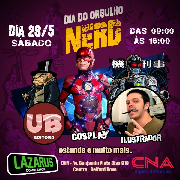 ShopLazarus's tweet photo. Em comemoração ao dia do orgulho nerd,  estaremos no sábado organizando esse mini evento. 
Teremos presença de cosplay, ilustrador com prints a venda e quadrinhos da editora @ultimatodobacon !
Compartilhe com a galera! 
#quadrinhos #comicshop https://t.co/YLc6ChiUAx