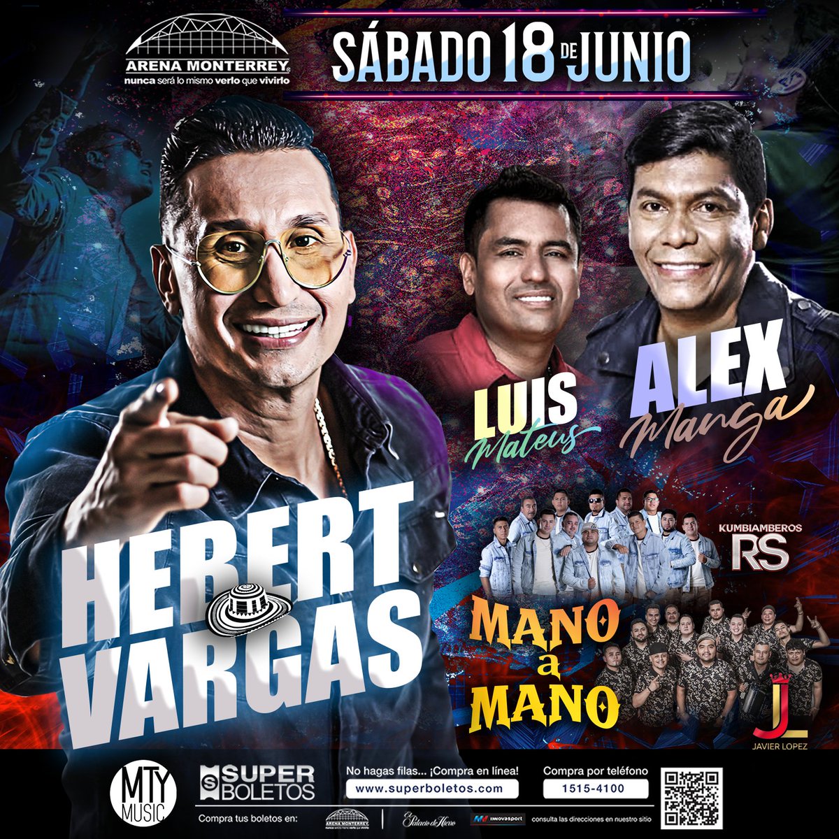 🔥Sábado18 de junio Arena Monterrey Hebert Vargas, Alex Manga y Luis Mateus regresa a tierras regias🔥 Y el Mano a Mano Kumbiamberos RS y Los Reyes Vallenatos
🔴Venta en linea--> acortar.link/vuCVbb
🔴Taquillas de la Arena y sucursales InnovaSport
#ElVallenatazo #MtyMusic