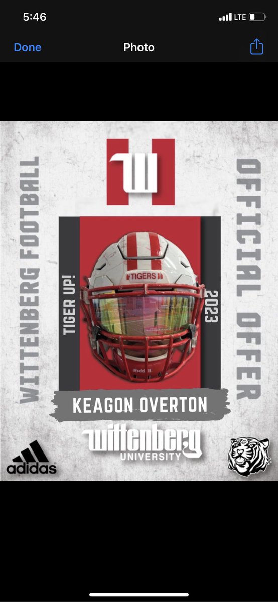 Glad to receive an offer from Wittenberg university <a href="/JimCollins_FB/">Jim Collins</a> <a href="/cdavie51/">Clay Davie</a> <a href="/Coach_Conwell/">Dan Conwell</a> #tigerup