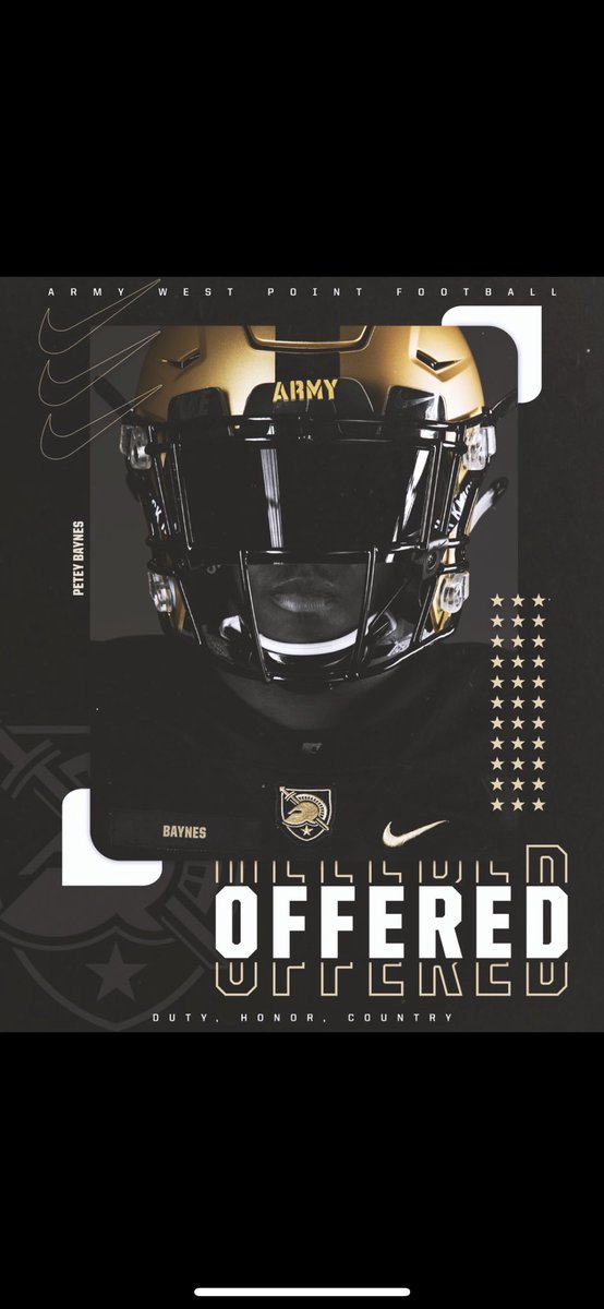 #AGTG
After a great phone call with <a href="/coach_sloan/">Coach Scot Sloan</a> I’m blessed to receive my 3rd offer from Army football 
<a href="/coach_patton87/">Rob Patton</a> 
<a href="/RecruitGeorgia/">Recruit Georgia</a> ⚔️