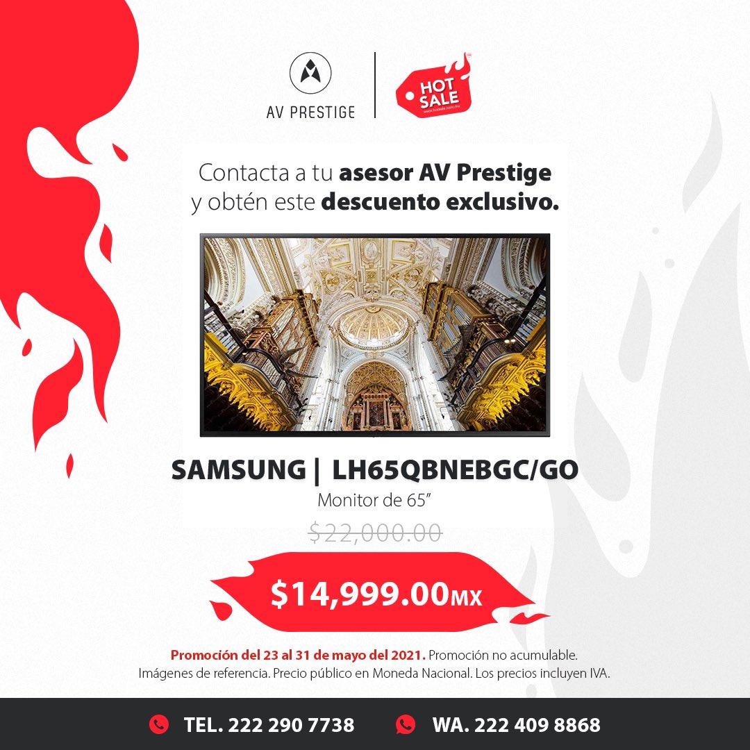 avprestige's tweet photo. Los descuentos más hot solo para ti en marcas como #samsung, #benq, #cisco y #furman 🔥
 
Contáctanos y haz válida la promoción:
📞 222 290 7738
💬 https://t.co/UU4trEmWc5
*No aplica en compras en línea.
#hotsalemx #tecnologia #puebla #mexico #automatizacion #monitor https://t.co/dCA8axIxGm