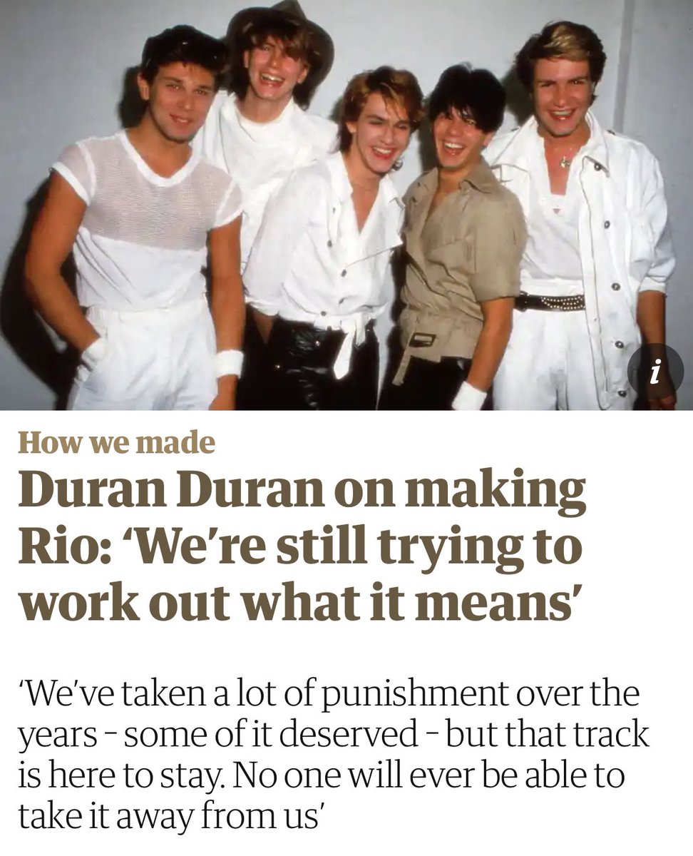 "As for the lyrics, I still don’t know what Simon writes about half the time. And I like that – a little bit of surrealism or abstraction. Lyrics should leave things vague" duran.io/3wKEZ1F <a href="/guardian/">The Guardian</a> <a href="/duranduran/">Duran Duran</a> #rio40
