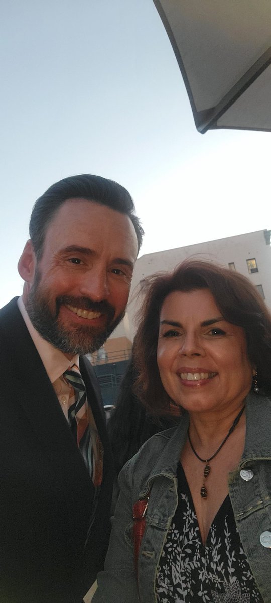 ThatClerksGirl's tweet photo. And ended the night at Drdeath  panel. Was a fun, funny, serious and disturbing experience.  Having photo taken with creator #PatrickMacmanus and actor #ChristianSlater 
#televisionacademy 
#ACADEMYFYCEVENT #DRDEATH https://t.co/ae4553ogMn