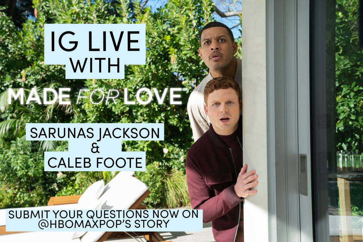 Paramount Television Studios (@paramounttvs) on Twitter photo Got burning questions from the #MadeForLove season finale? You’re in luck because <a href="/ronejae/">Sarunas J Jackson 🏁</a> & <a href="/calebfoote/">Caleb Foote</a> are going LIVE Wednesday on <a href="/hbomax/">HBO Max</a> & @hbomaxpop Instagrams to give you all the answers! Submit your questions on @hbomaxpop’s IG story NOW. We’ll see you there 😉 Got burning questions from the #MadeForLove season finale? You’re in luck because <a href="/ronejae/">Sarunas J Jackson 🏁</a> & <a href="/calebfoote/">Caleb Foote</a> are going LIVE Wednesday on <a href="/hbomax/">HBO Max</a> & @hbomaxpop Instagrams to give you all the answers! Submit your questions on @hbomaxpop’s IG story NOW. We’ll see you there 😉