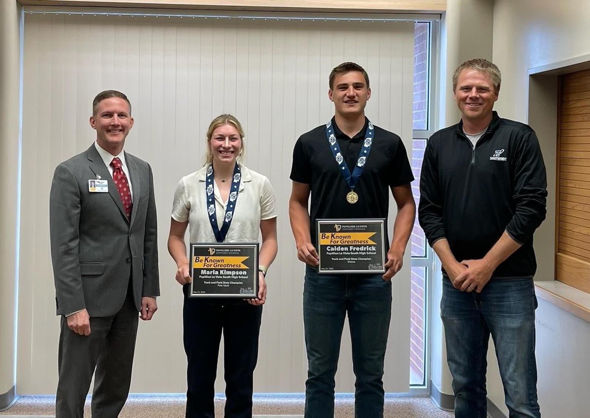 PLSHSTitans's tweet photo. Our two newest state champs were honored at the school board meeting tonight!  Congrats Maria and Caiden! https://t.co/5UfOIfQhNp