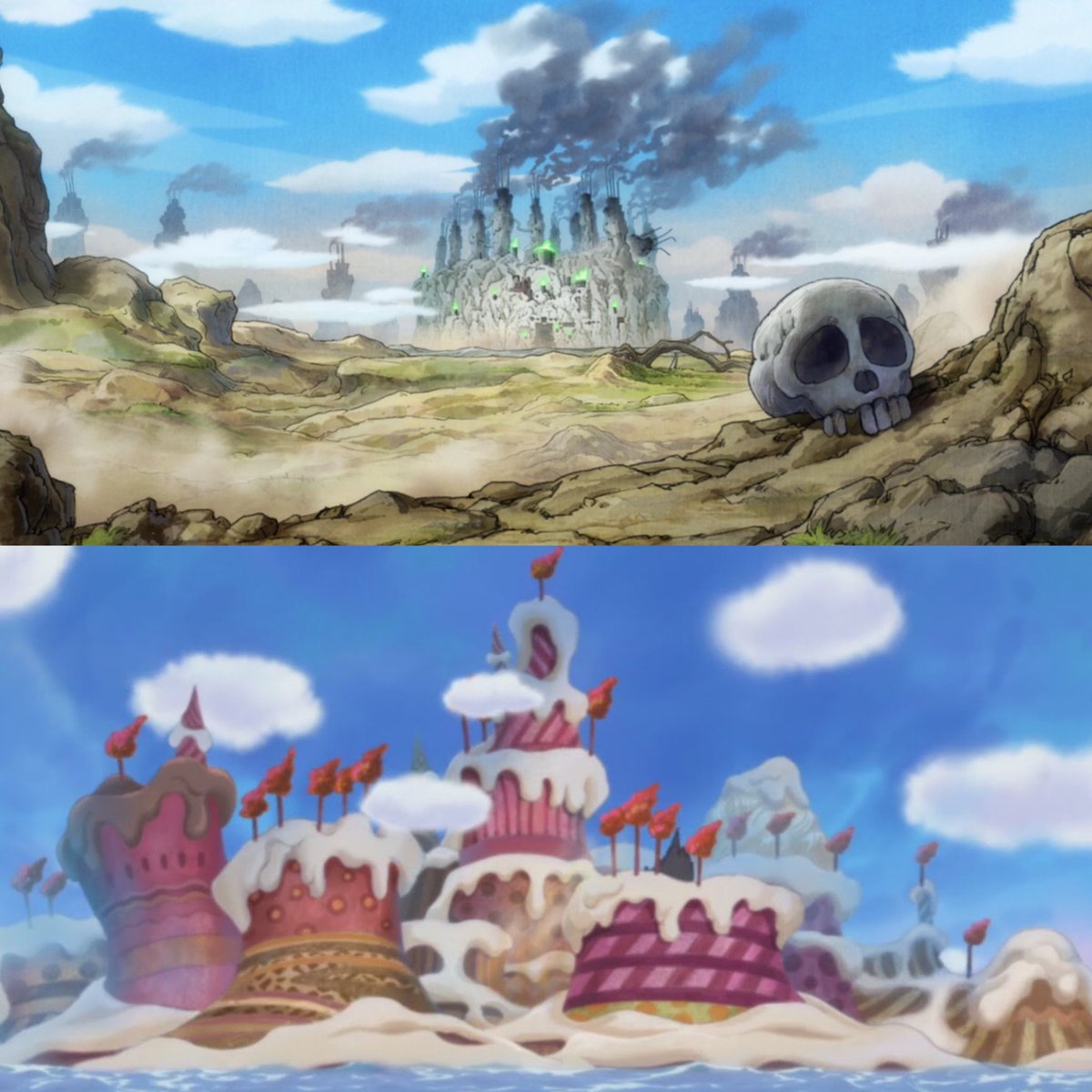 There’s something interesting about big moms territory being made entirely of food and Kaido’s territory being entirely deprived of food, the people of whole cake always have food in exchange for their soul, while the people of wano have absolutely no food but are strong spirited