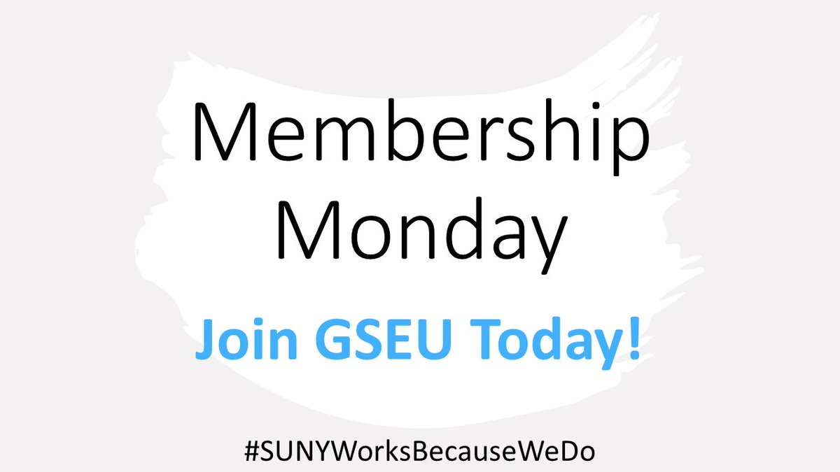 GSEUcolleges's tweet photo. Happy #MembershipMonday!
Join GSEU Today https://t.co/TzT0VL2IE7
#SUNYWorksBecauseWeDo https://t.co/nzTHxT6da0
