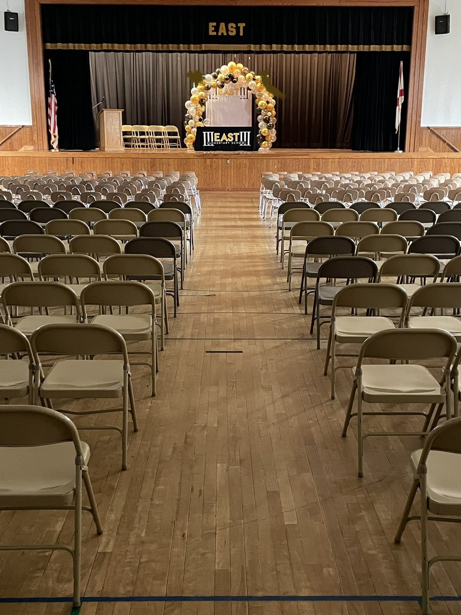 EESPrincipal's tweet photo. The stage is set. Tomorrow morning, we will recognize and celebrate our 6th grade East Beasts as we honor the end to their elementary school years. They may be moving on, but no matter how far they go and how old they are, they are #AlwaysEast. I ๐ค๐ you, kiddos. #EastisBeast https://t.co/VzwasypIe5