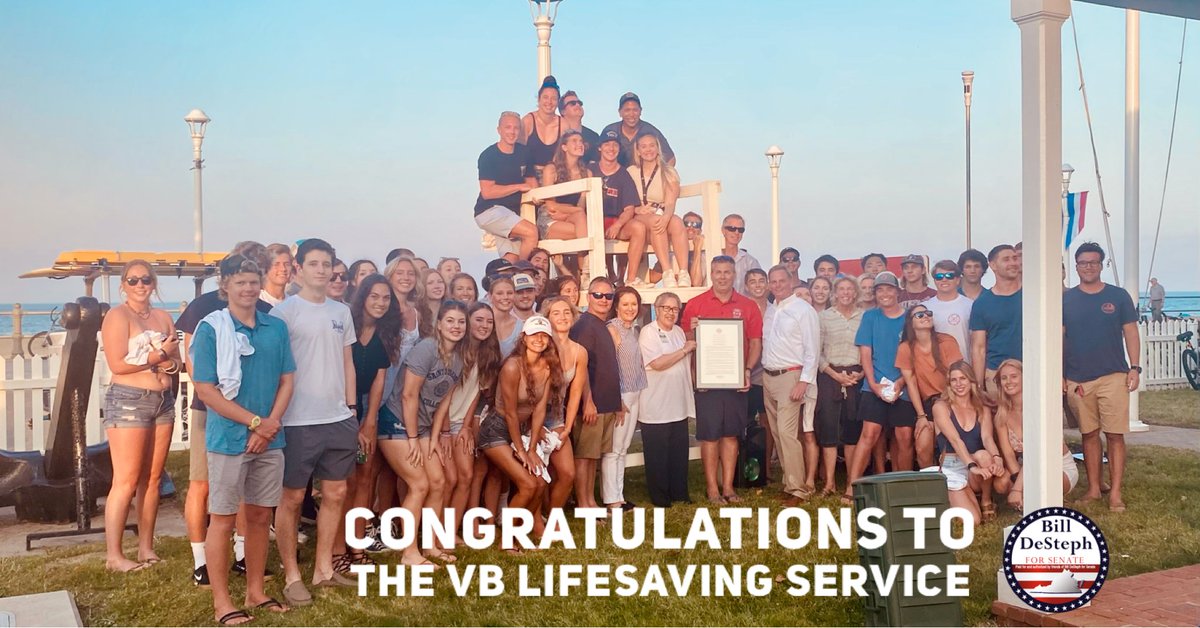 BillDeSteph's tweet photo. I was honored to formally present Senate Joint Resolution no. 86, Commending the Virginia Beach Lifesaving Service last night to our lifeguards. I am filled with gratitude for the extraordinary work they do to keep our beaches safe. https://t.co/D9hiokA572 #VBLS @uslifesaving https://t.co/VV0QDU2xyV