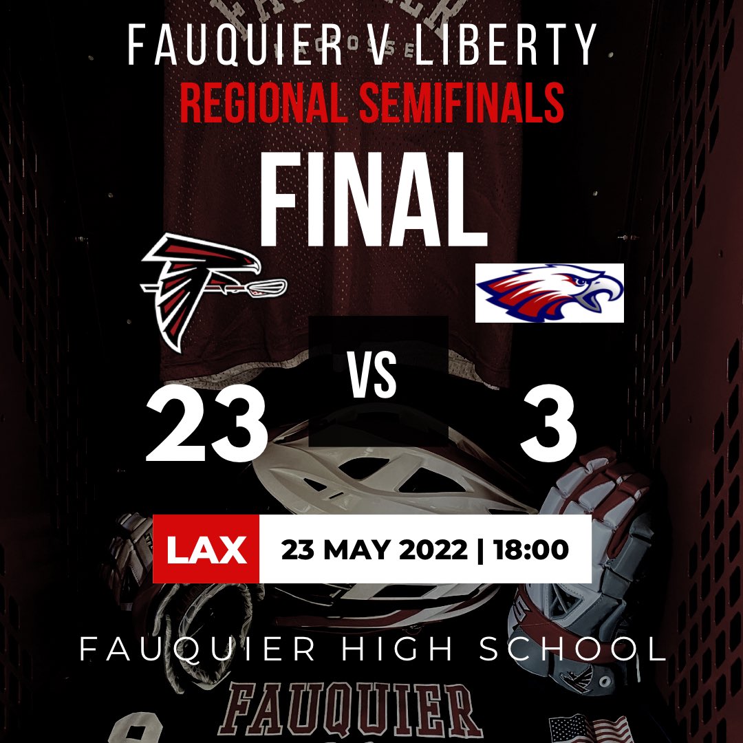 <a href="/FHSfalconlax/">Fauquier HS Boys Lacrosse</a> come away with the WIN in the <a href="/VHSL_/">VHSL Athletics</a> semifinal game to move on. #WeBelieve #AlwaysBelieve