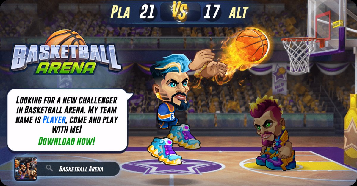 Lightnoblayed2's tweet photo. Looking for a new challenger in Basketball Arena. My team name is Player, come and play with me! Download now! https://t.co/NVlowTZZNo #basketballarena @basket_arena https://t.co/USosHM80OK