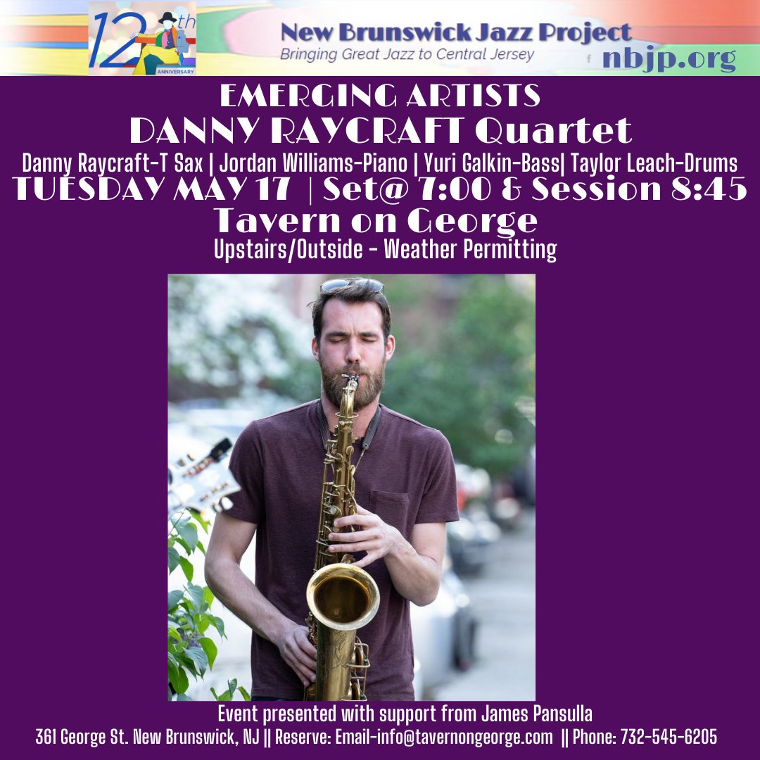 Tuesday, tenor saxophonist Danny Raycraft leads the band and the jam session for our Emerging Artists series at @Tavern on George 
<a href="/tavern/">tavern</a>ongeorgenj <a href="/draycraft/">Danny Raycraft</a> @Danny Raycraft