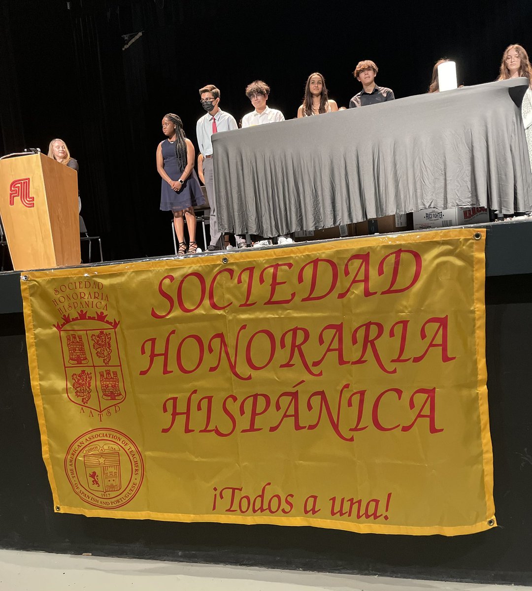 FairLawnHSNJ's tweet photo. Felicidades! Felicitations! Zhuhe! Congratulations to our Spanish, French and Chinese Honor Society inductees! Thanks advisors, student officers, Supervisor Mrs. Lopez and special thanks to Madame Simard for her many years of French language teaching and advisorship! https://t.co/ePfnsnYfB4