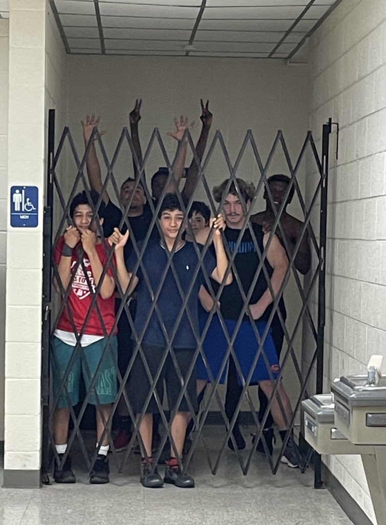 CoachWammock's tweet image. Caught the @louisburg_wrest team hunkered down during the tornado warning this afternoon.  #StaySafe