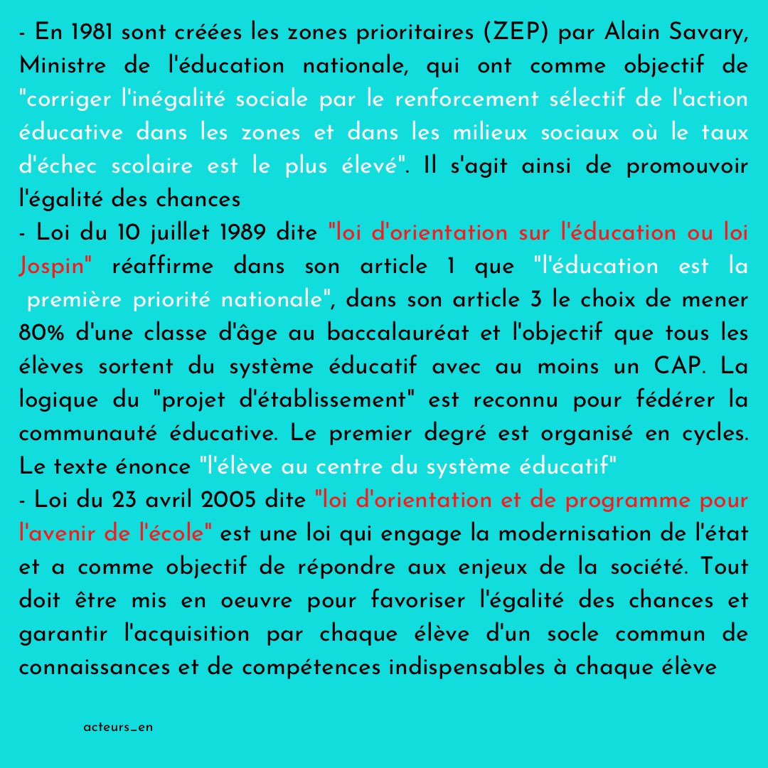 ActeursEn's tweet photo. Quelques repères historiques sur le système éducatif #systemeeducatif #histoire #guizot #falloux #ferry #goblet #zay #haby #savary #jospin #blanquer #lois #egalitechance #education #ecole #college #lycee #cappei #perdir2023 #ien #concourseducationnationale #professeurs 1/2 https://t.co/2LZfG3Z2sp