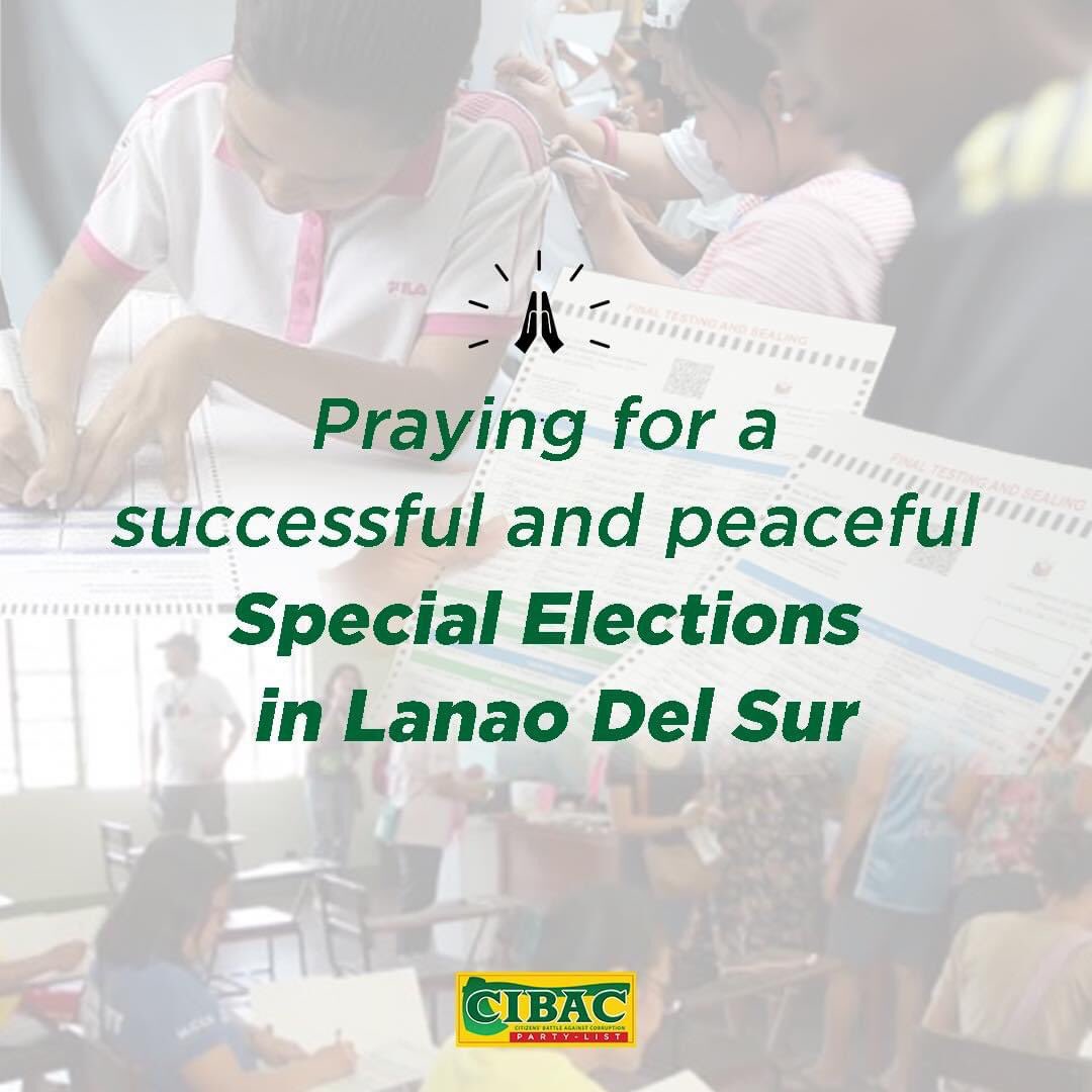 CIBAC_PartyList's tweet photo. Nawa’y magkaroon ng mapayapang eleksyon ngayong araw sa Lanao Del Sur. 🙏🏽 https://t.co/NeaM2q3pMZ