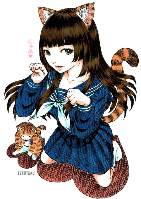 何やら「 #姫カット 」で荒れていると聞いて🤭
 #illustration #オリジナルイラスト 🐱🎶 