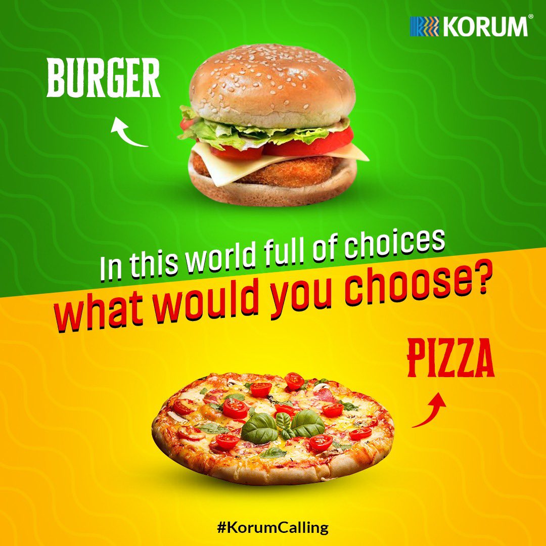if given choice,Which one of these two treats would you like to have today?
#eatpizza
#eatburger 

#KorumCalling #korum #KorumMall #Burger #cheesy #burgertime #burgers #pizza #food #foodie #pizzatime #instafood  #delivery #pizzalovers   #foodblogger #foodphotography #foodlover