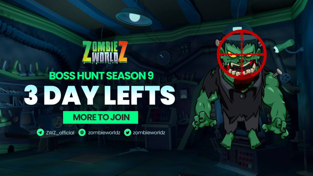 BOSS HUNT SEASON 9: THREE DAYS MORE TO JOIN

🚨Only 3 days left, Event  Boss Hunt Season 9 in ZwZ will close, those who have not participated can join now!!!

TIME: 00:00 UTC 21 May 2022 to 00:00 UTC 27 May 2022

👉More detail: t.me/zombieworldz/5…