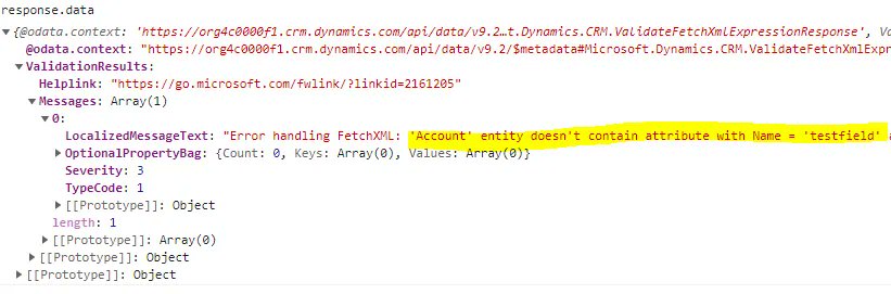 inogic's tweet image. Validate FetchXml by using ValidateFetchXmlExpression #WebAPI function in the script 
bit.ly/389AuWh 

#Dynamics365 #FetchXML #API #MSDynCRM