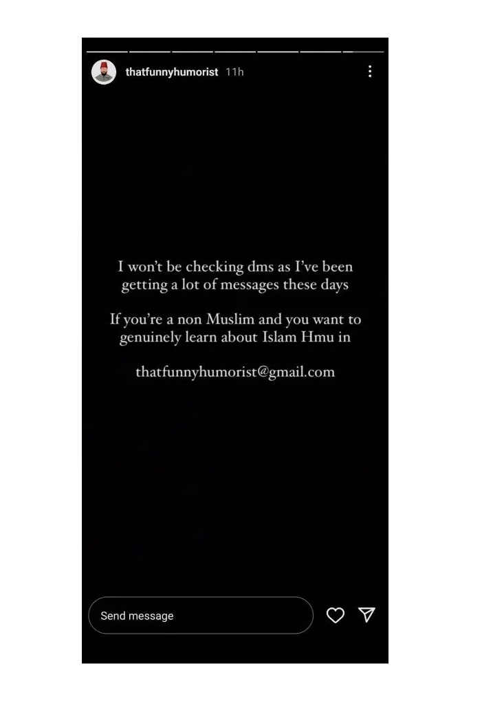 There's a meme page on Instagram named @thatfunnuhumorist who's openly converting hindu girls and people from other religions into Islam by manipulating them I saw his stories and took some screen shots.
<a href="/AskAnshul/">Anshul Saxena</a> <a href="/Cyberdost/">CyberDost I4C</a> <a href="/HinduITCell/">Hindu IT Cell</a> 
. 
instagram.com/thatfunnyhumor…