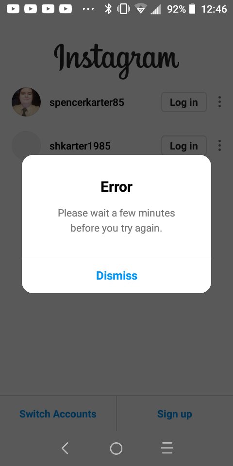 SpencerKarter's tweet photo. I cannot log on my @instagram!!! ๐ญ
Is anybody having this problem or is it just me???
#epicfail #instagram #downrightnow #downdetector #instagramdown #fixit https://t.co/tjdpndheq8