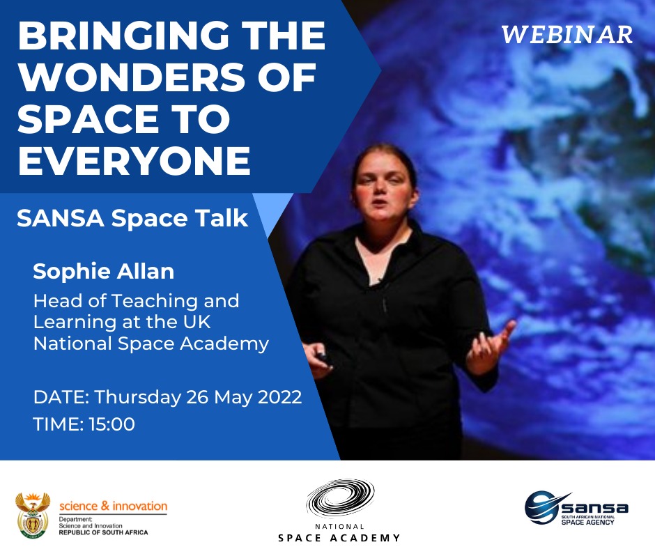 ASSAf_Official's tweet photo. Join @SANSA7 for an exciting and informative webinar to kick off the SANSA Space Talk series. The webinar for May is titled: “Bringing the Wonders of Space to Everyone” and takes place on Thursday 26 May at 15:00.
Register here: https://t.co/54YrUDwe2a https://t.co/3rAx7nJnmE
