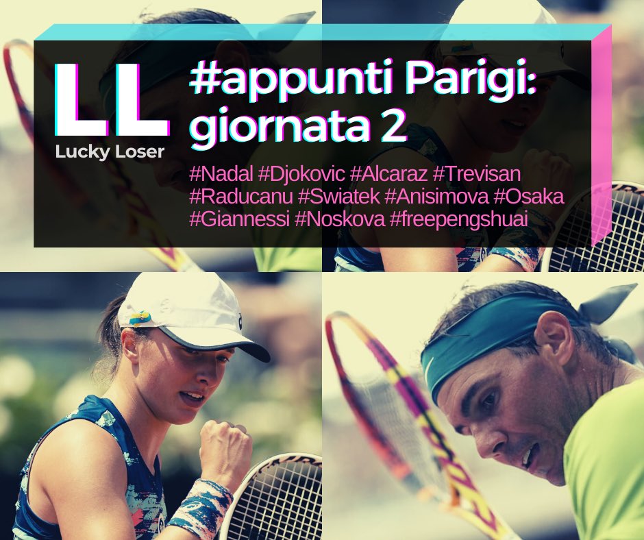 LLuckyLoser's tweet photo. ππΌ https://t.co/VjnmgQkZgX
#tennis #RolandGarros #Nadal #Djokovic #Alcaraz #Trevisan #Raducanu #Noskova #Swiatek #Anisimova #Osaka #Giannessi #Wawrinka #appuntiLL https://t.co/XFvCZwLo2g