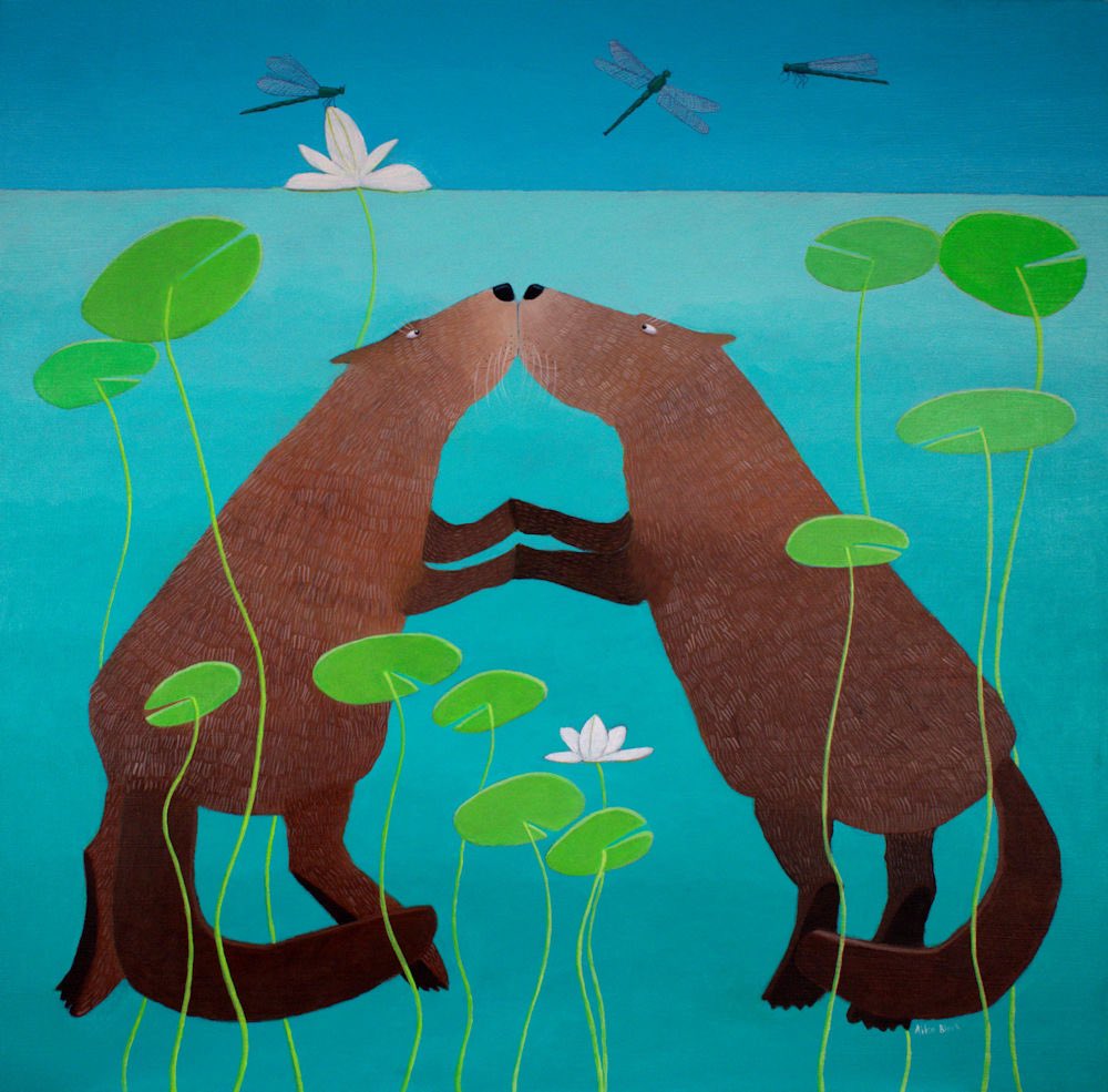 AilsaBlack's tweet photo. Smooching beavers feature in this new painting now on show with @biscuit_factory in Newcastle #biscuitfactory #ailsablack #art https://t.co/FDz9MsOBhf