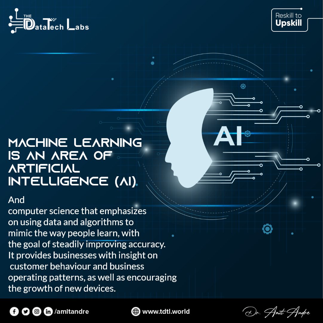 amitandre's tweet image. &quot;Machine learning will automate occupations that the bulk of folks believed could only be performed by humans.&quot;
.
#thedatatechlab #reskilltoupskill #reskill #people #technology #process #machinelearning #upskilling 
.
Know More : tdtl.world