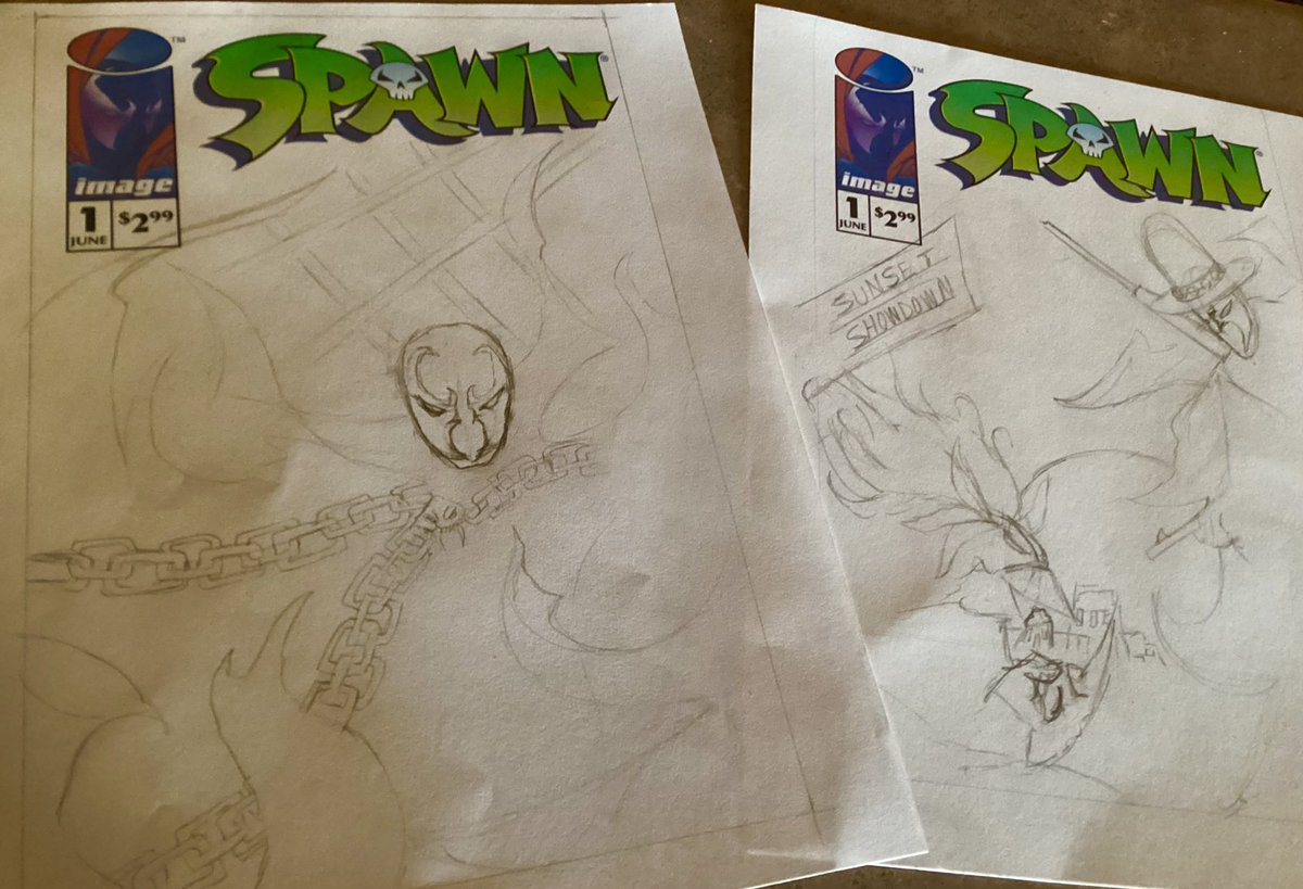 lisathegeekmom's tweet photo. #Doodle
#Draw
Screwing around with #spawnsketchcover ideas while waiting patiently to make dinner.
Not sure where Iโm going with them, but Hey, itโs a work in progress https://t.co/XXlh8MAqOz