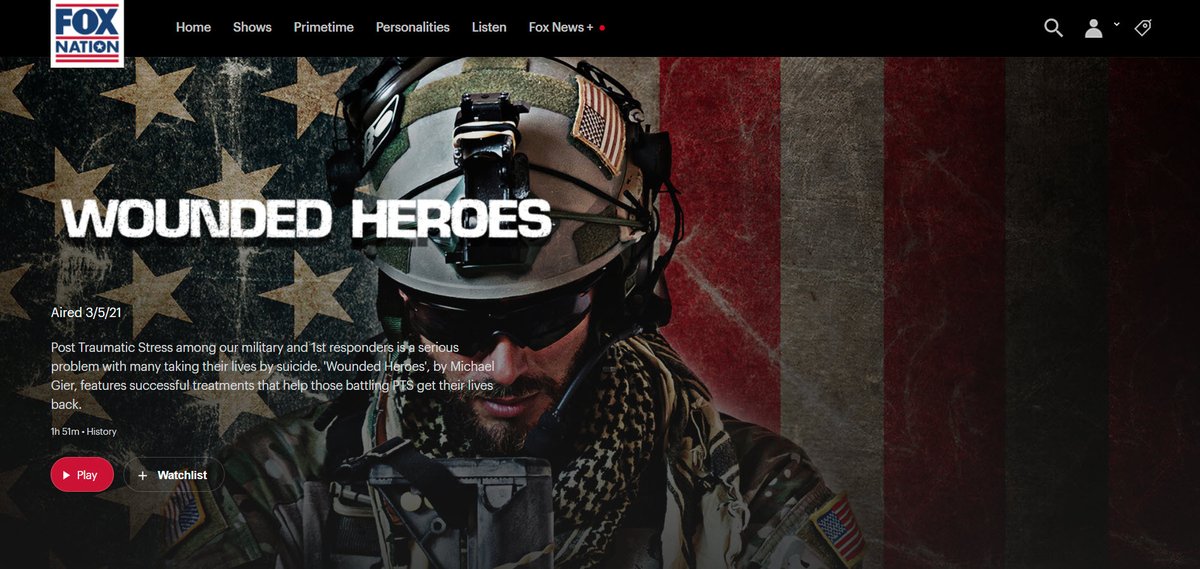 WHDocumentary's tweet photo. As of today our film Wounded Heroes is on Fox Nation, the Fox News streaming platform. Fox Nation gives military, veterans, and 1st responders a FREE one year subscription so create a free account and watch Wounded Heroes, https://t.co/3vYRoIUXjy https://t.co/tGnMF7YZ9i