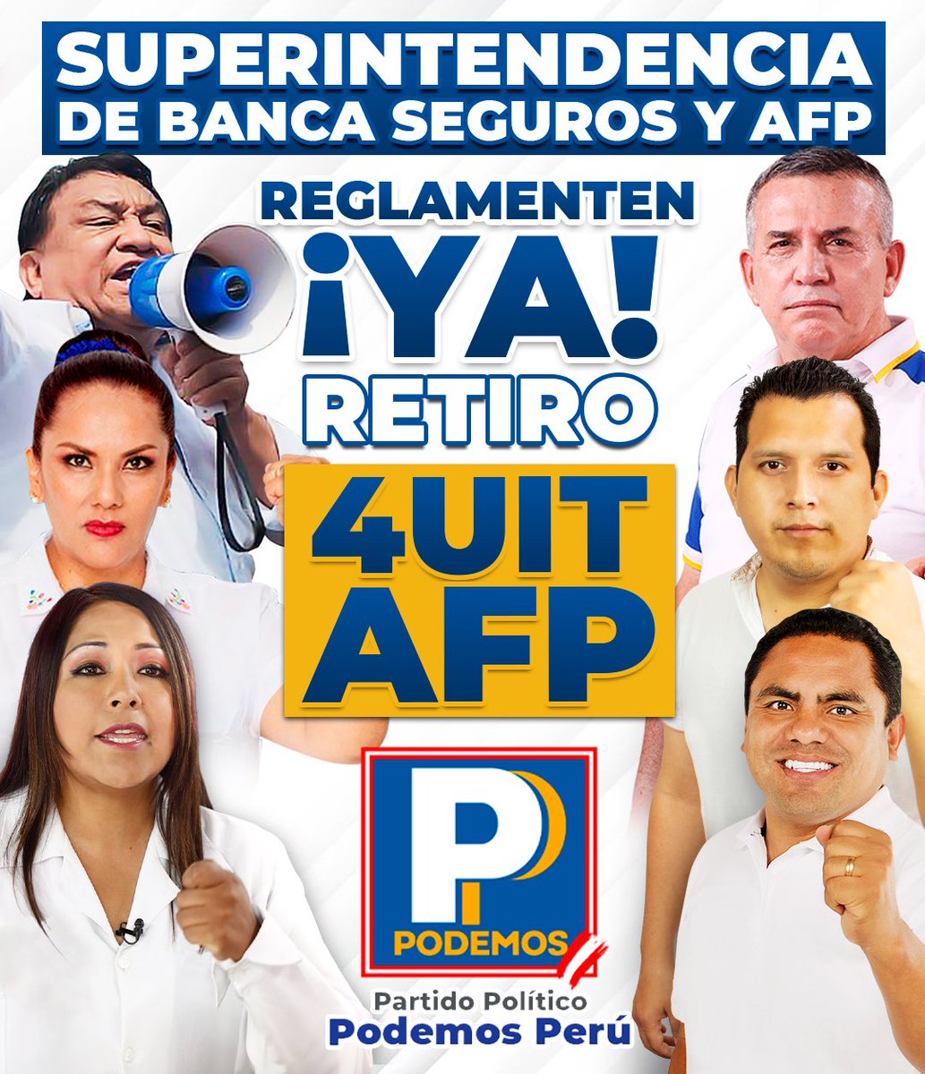 podemos_peru's tweet photo. Hemos visto cómo la @SBSPERU servía de “puerta giratoria”, blindando los intereses del cártel financiero. No se puede perder más tiempo sin reglamentar ley 4 UIT AFP. Pedro Castillo ya perdió muchos días innecesariamente, no toleraremos más demoras. ¡Reglamenten YA! #afpnomerobes https://t.co/yGRNKUjF2i