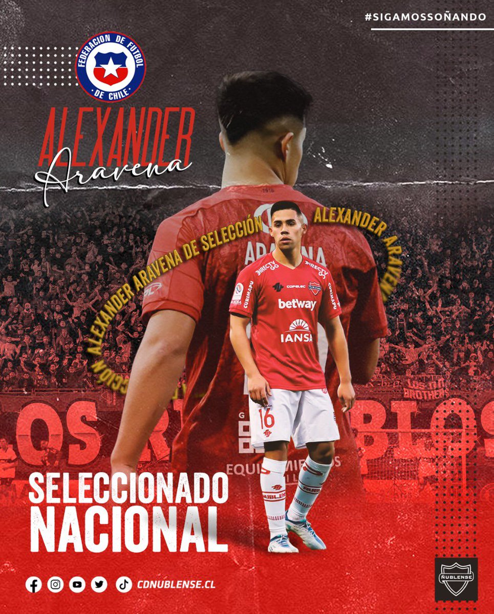 nublenseSADP's tweet photo. Felicitamos a Alexander Aravena por la convocatoria para participar del proceso de preparación de la Selección Chilena, de cara a la Fecha FIFA de Junio ⚽️

“Monito” entrenará en nuestro país junto a un Equipo de Proyección y podría ser convocado para la gira en Seúl y Osaka 👏🏻 https://t.co/59AuBC7Kd0