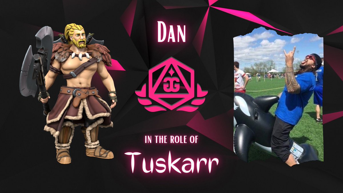 Our next cast member in Stride and Strike’s #Quest for the Frozen Flame is Dan from <a href="/GalaxyGreatest/">Galaxy’s Greatest</a>, playing Tuskarr the barbarian!

#pathfinder #pf2e #ttrpg #tabletop #gaming #fantasy #adventure #dnd #dungeonsanddragons