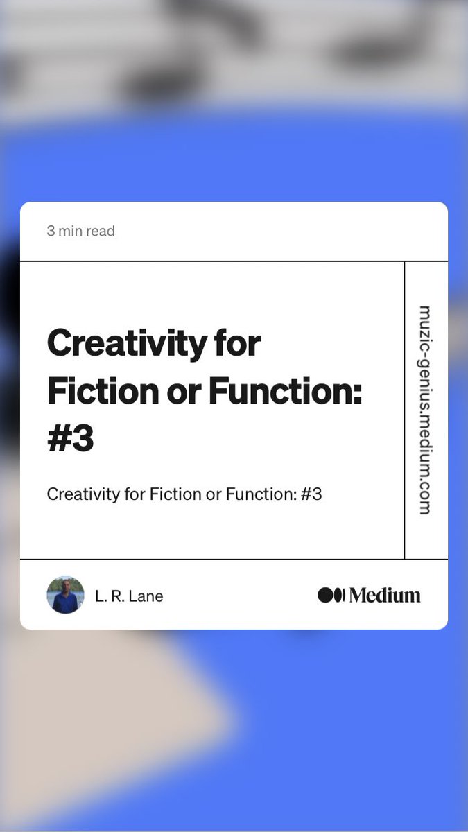GasawayQuin's tweet photo. “Creativity for Fiction or Function: #3” by L. R. Lane
https://t.co/JQDsYJkySs https://t.co/RlXxTvux0c