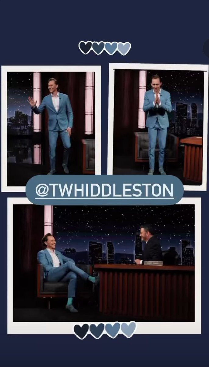 — Tom Hiddleston today at the Jimmy Kimmel Show! 

📸: jimmykimmellive ig stories