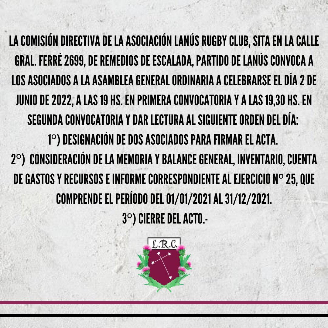 Convocatoria Asamblea Ordinaria