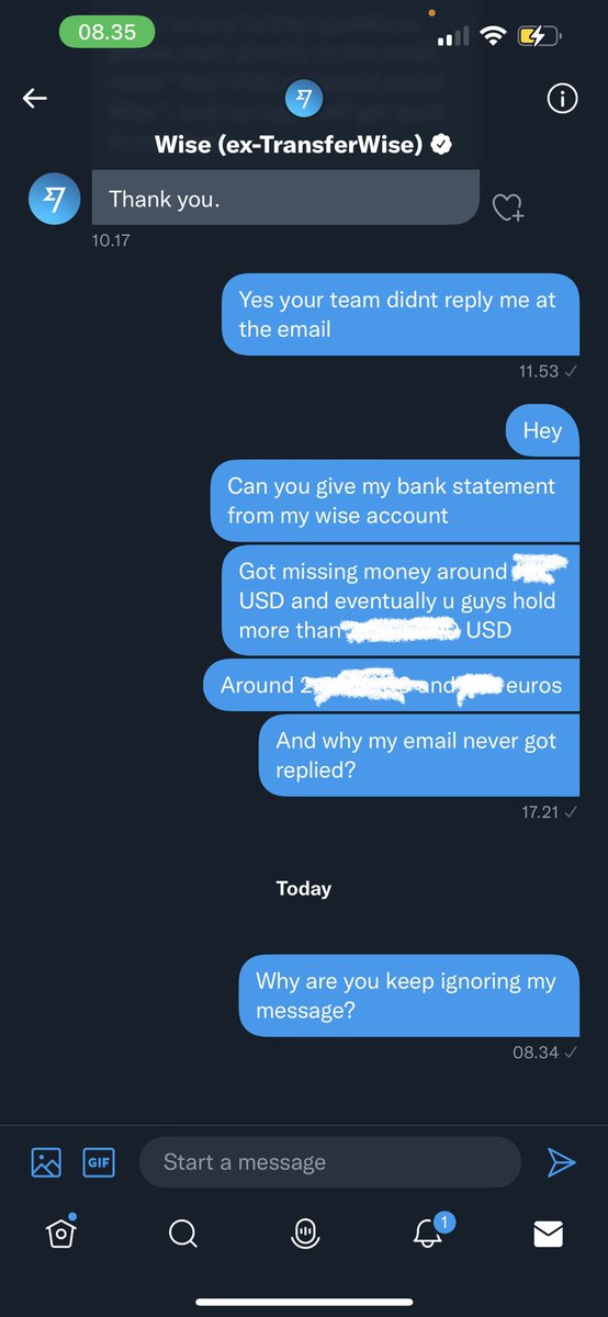 ariadypp's tweet photo. @Wise has been ignoring my comments, my personal message on both twitter and instagram. Not replying my email for 12 days.

@sailwithrob @horror_wise @MartinSLewis @Christinesjewl @financialombuds https://t.co/bPe6vLRctc