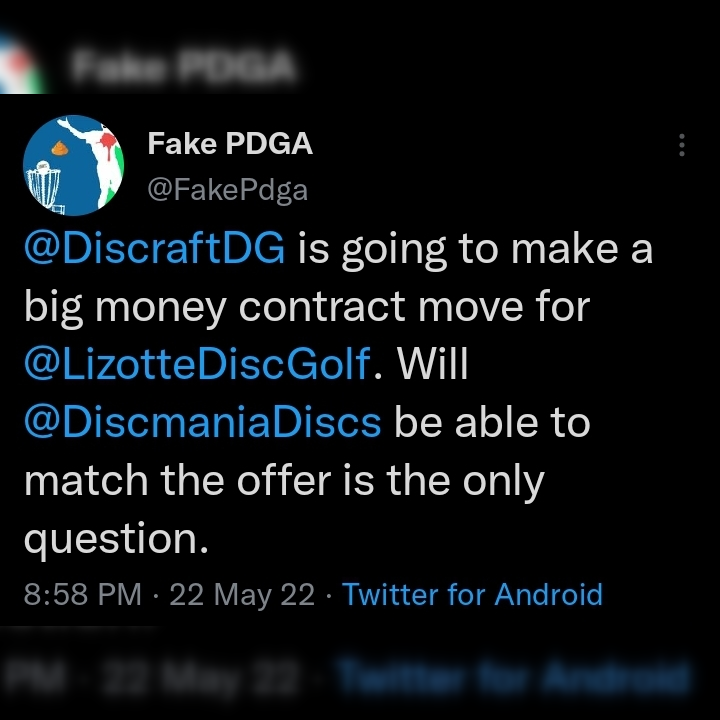 FakePdga's tweet photo. π³π€
#discgolfhumor #growthesport #DGPT #footfault #memes #pdga #discgolfmemes #discgolf #fakepdga #JomemesPro https://t.co/Hh0gkxWMK1