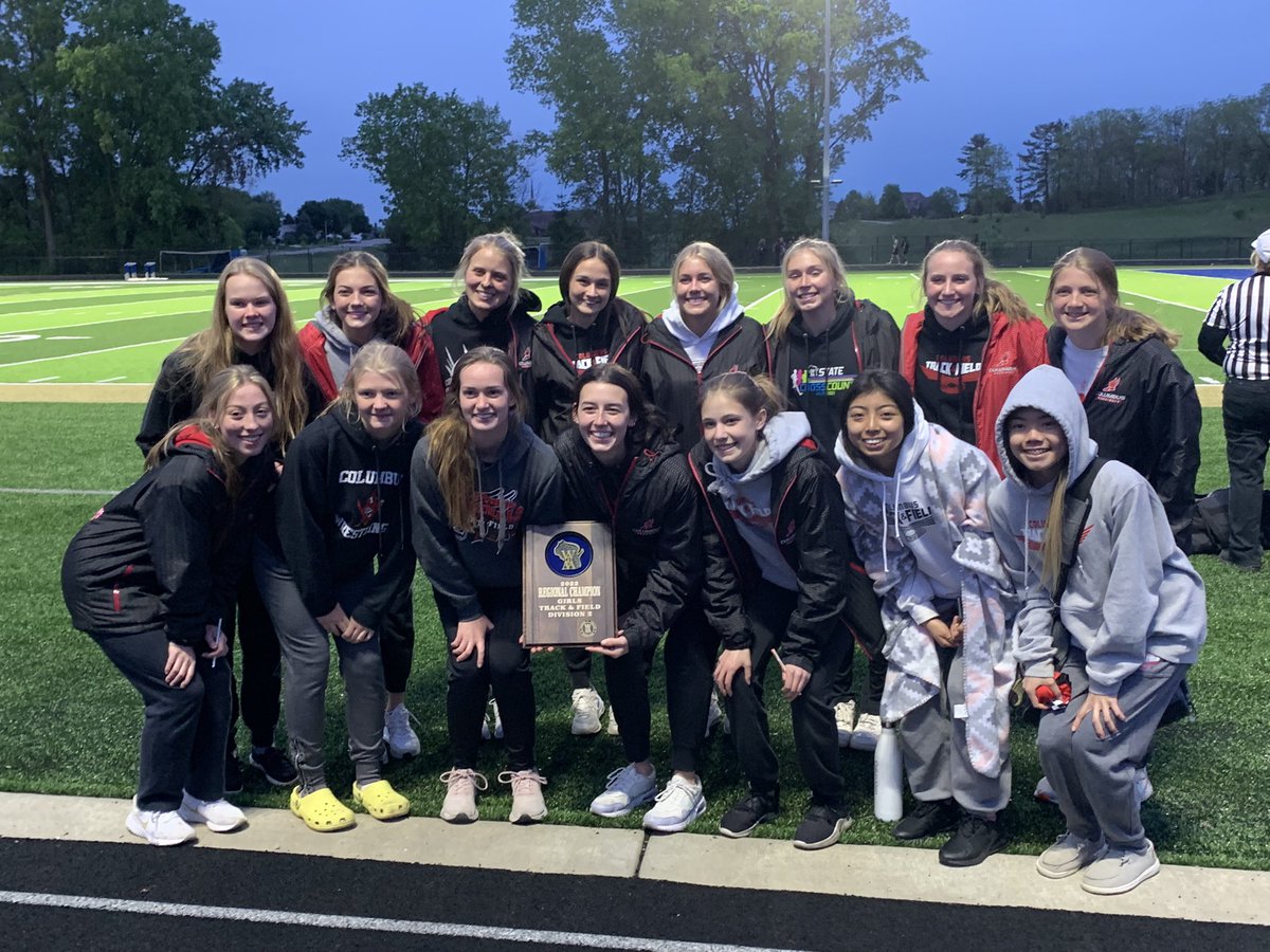 ColumbusCrazies's tweet photo. Congrats to the Girls Track Team on being Regional Champs! Cards travel to Prarie du Chien for Sectionals on Thursday! 🔴⚪️🏆 #GoCards #RoadtoLAX https://t.co/kosKsYqgFJ