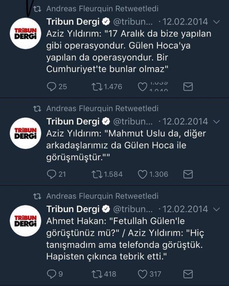 2014 senesinde Aziz Yıldırım budur. Şubat 2014’te “Bize yapılan 3 Temmuz de operasyondur, Fetullah Gülen’e yapılan da diyor… tam ikili oyun