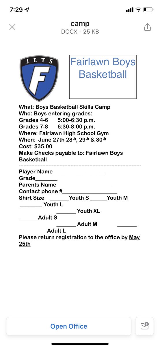 Boys basketball skills camp info!