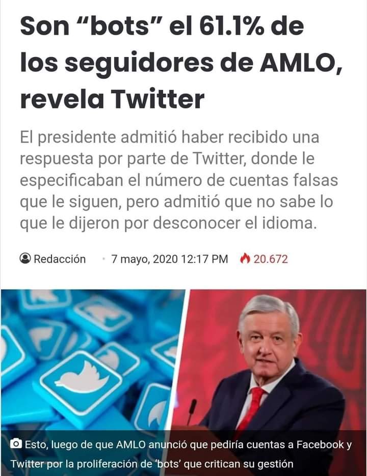 lamusitapg's tweet photo. Mira MACUSPANO de STIERCOL @lopezobrador_ el porcentaje de BOTS que tienes en tu cuenta de esta red social. https://t.co/0nQjo9OLhr