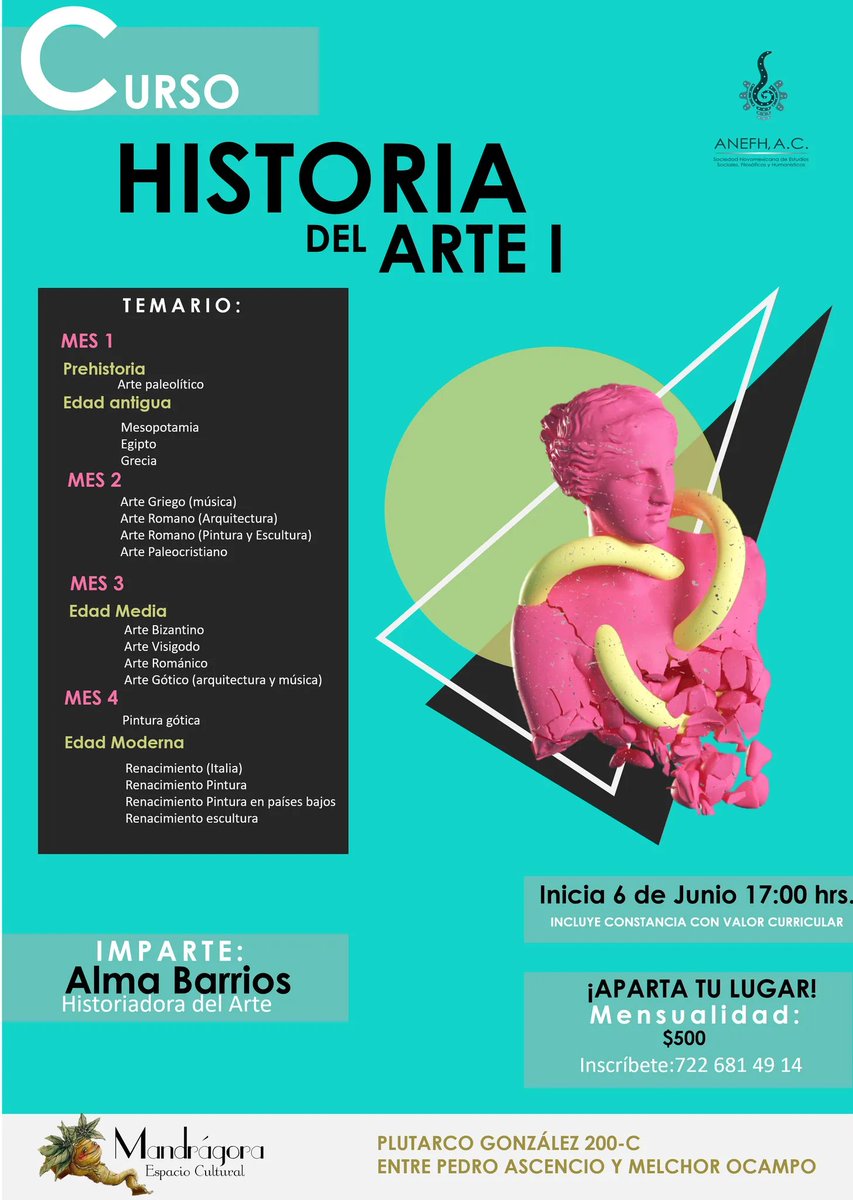 EscueladeAshcan's tweet photo. Inicia el 6 de Junio  el Curso de Historia del Arte l, modalidad presencial los lunes a las 17:00 PM en el Espacio Cultural Mandrágora.
Los Esperamos!!

#mandragora #amantesdelarte #historiadelarte https://t.co/fXHDOQqznp